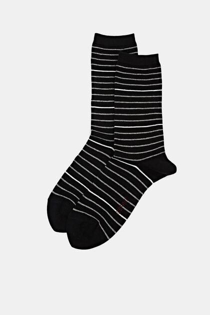 Geringelte Socken im Doppelpack, BLACK, overview