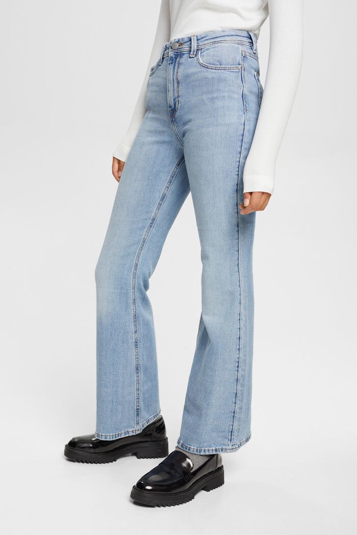 High-Waist-Jeans aus Denim mit ausgestelltem Bein, BLUE MEDIUM WASHED, detail image number 0