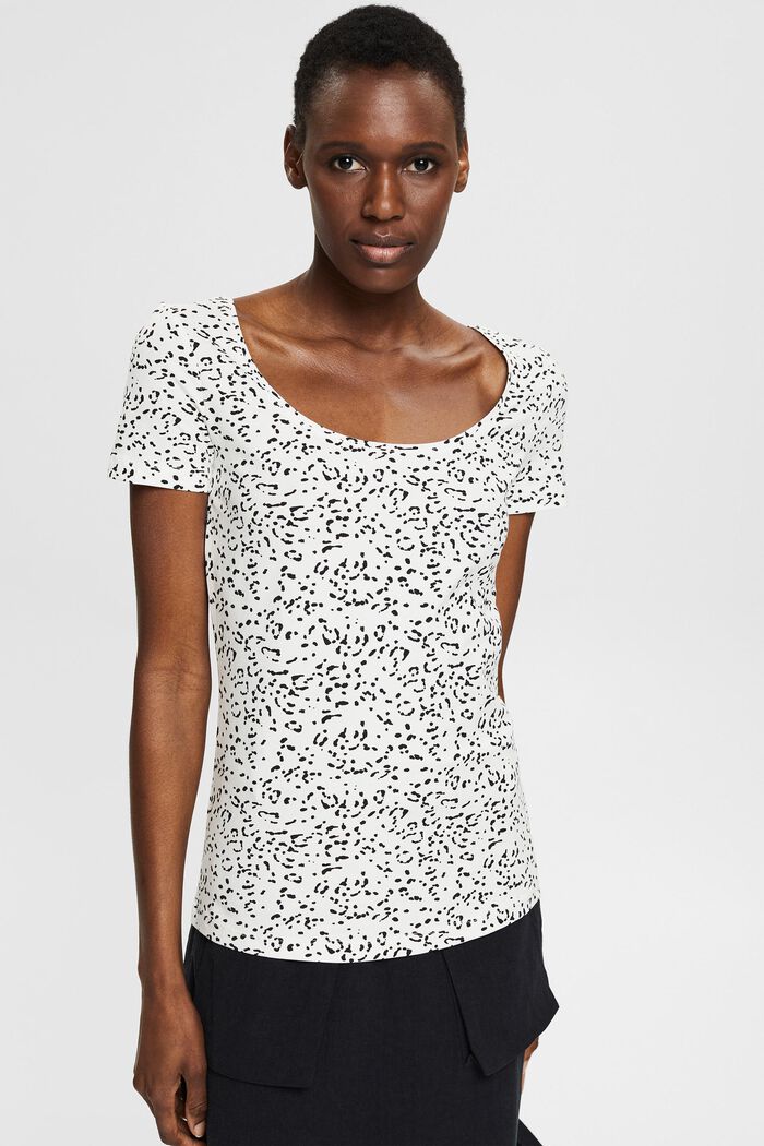 T-Shirt mit Musterprint, Bio-Baumwolle, OFF WHITE, detail image number 0