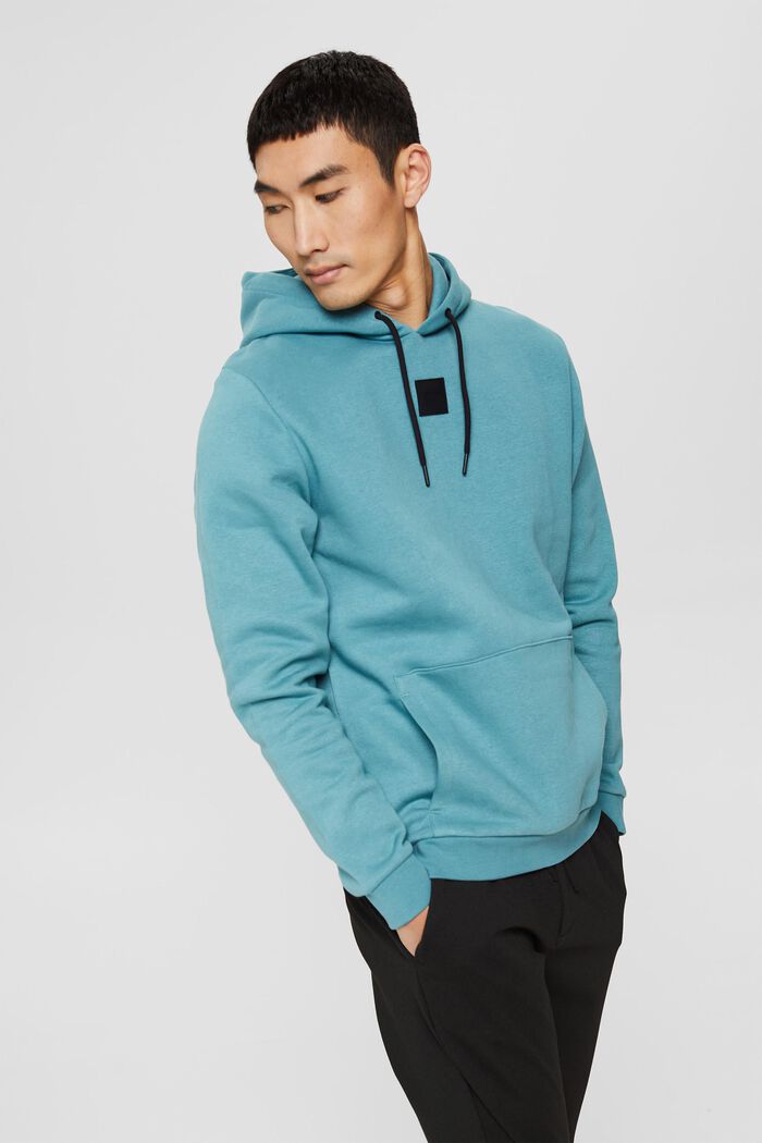 Hoodie mit Logo-Patch, Baumwoll-Mix, TURQUOISE, detail image number 4