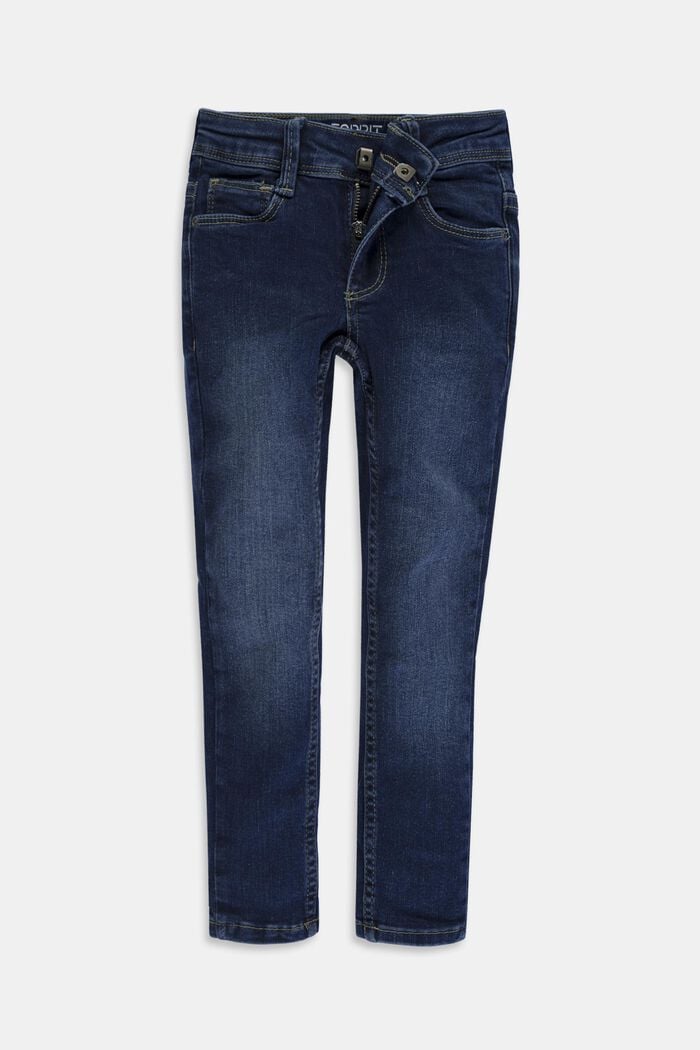 Stretch-Jeans mit Weitenservice und Verstellbund, BLUE DARK WASHED, detail image number 0