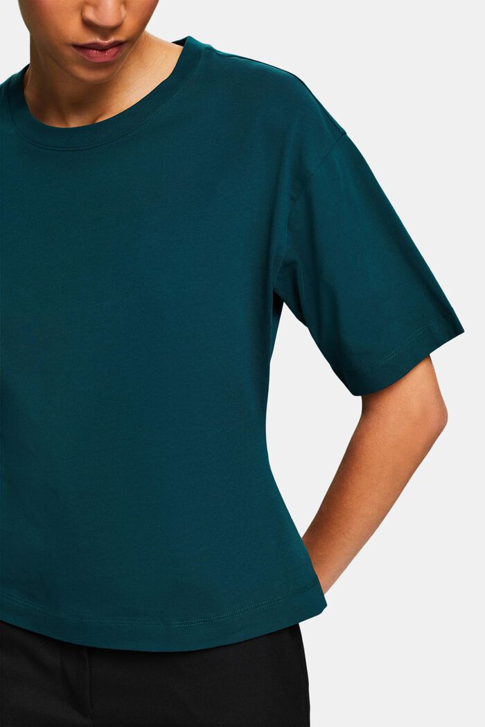 Tailliertes T-Shirt mit Rundhalsausschnitt, DARK TEAL GREEN, detail image number 2