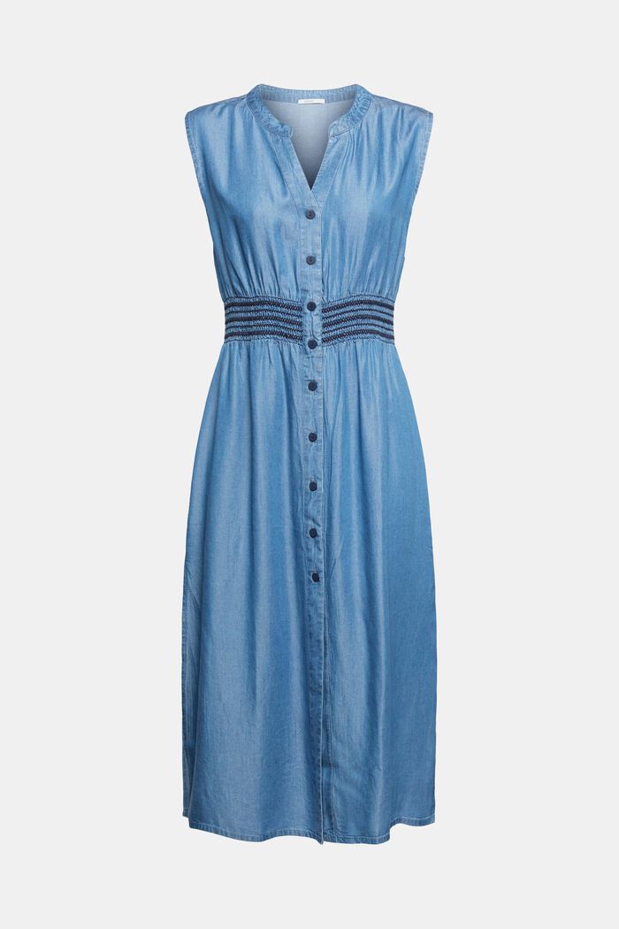 Kleid mit Knöpfen in Denim-Optik, BLUE, overview