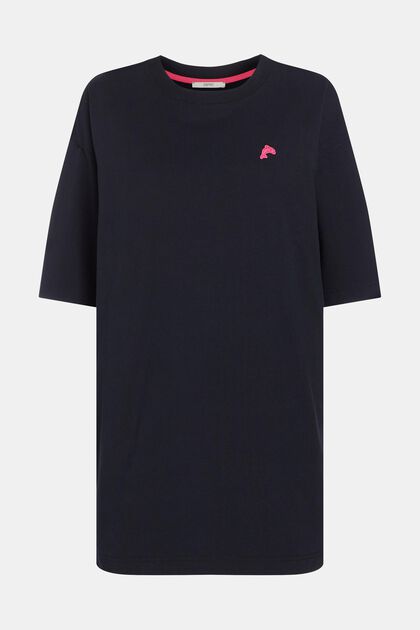 T-Shirt-Kleid mit Delfin-Patch, BLACK, overview
