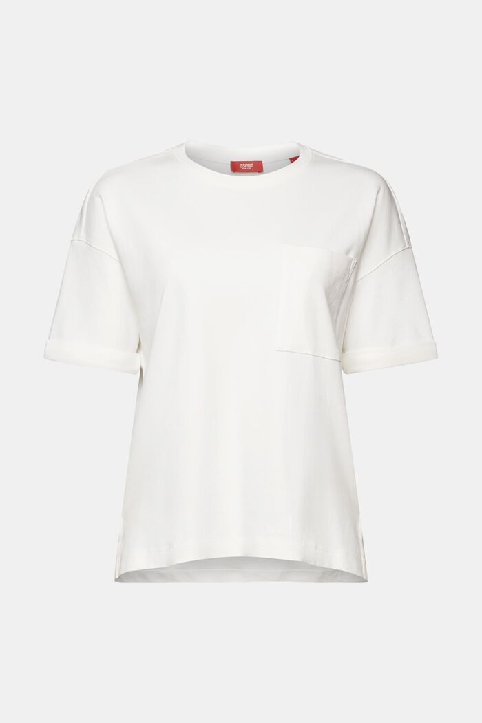 Oversized T-Shirt mit aufgesetzter Tasche, OFF WHITE, detail image number 6