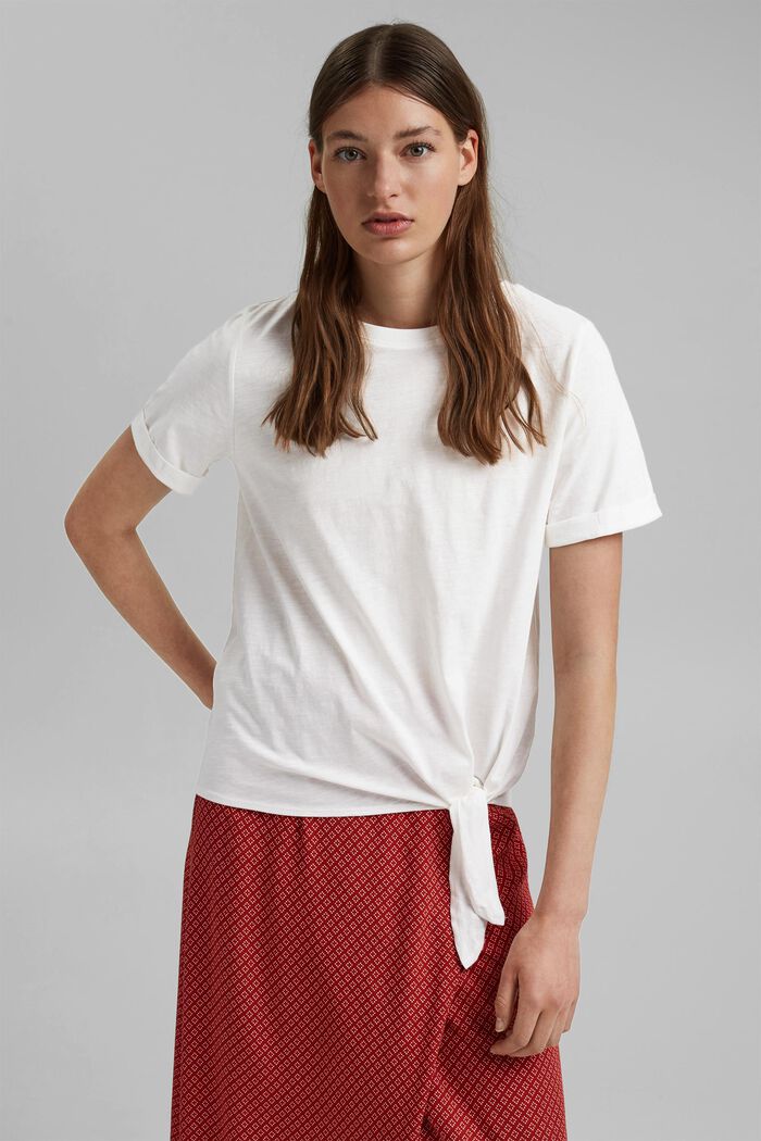 T-Shirt mit Knoten, Organic Cotton, OFF WHITE, detail image number 0