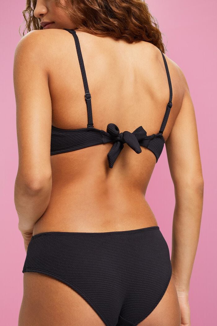 Strukturiertes Crop-Bikini-Top mit wattierten Cups, BLACK, detail image number 3