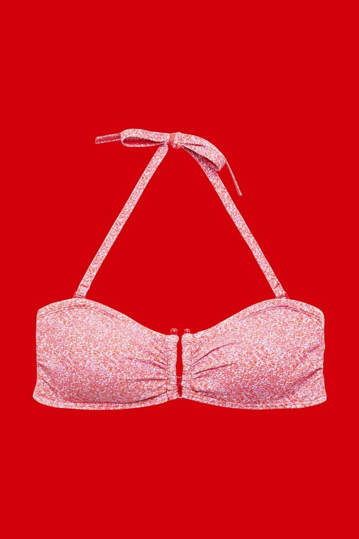 Wattiertes Bandeau-Bikinitop mit Print, PINK, detail image number 4