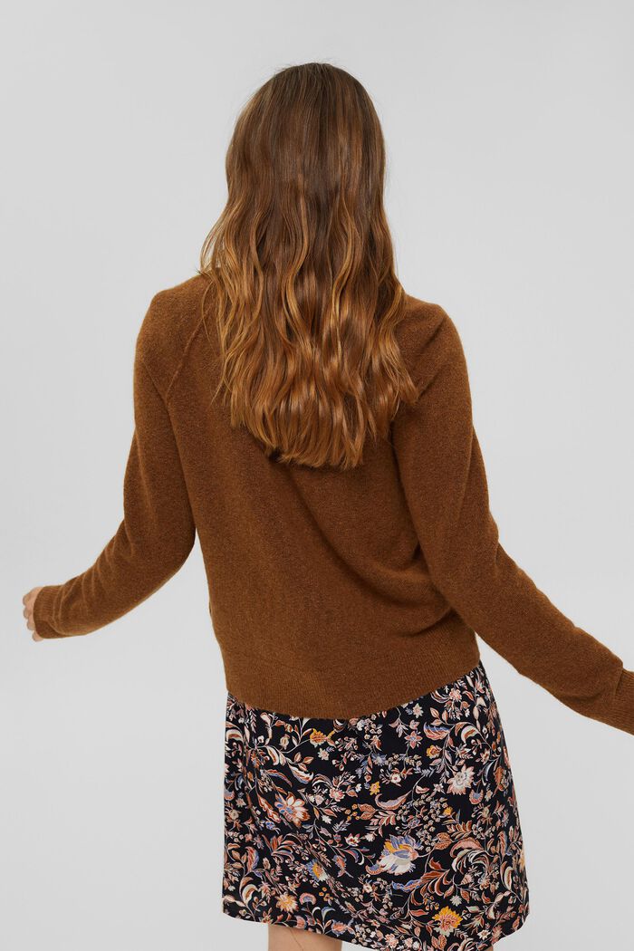 Mit Wolle: V-Neck Cardigan, TOFFEE, detail image number 3