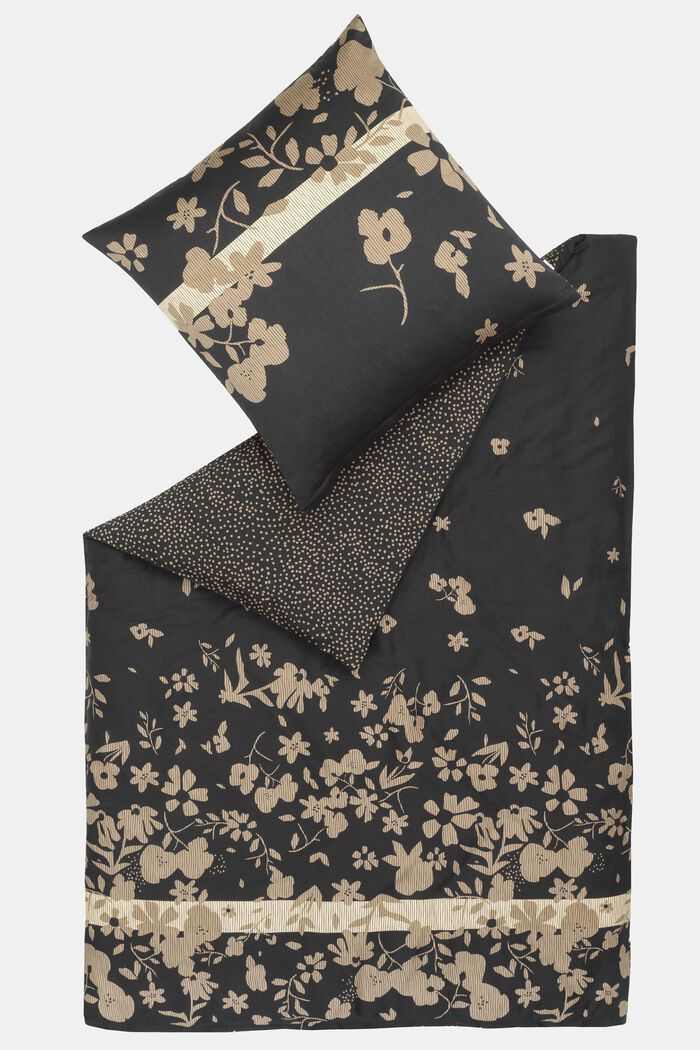 Satin-Bettwäsche mit floralem und Dot-Muster, BLACK, detail image number 2