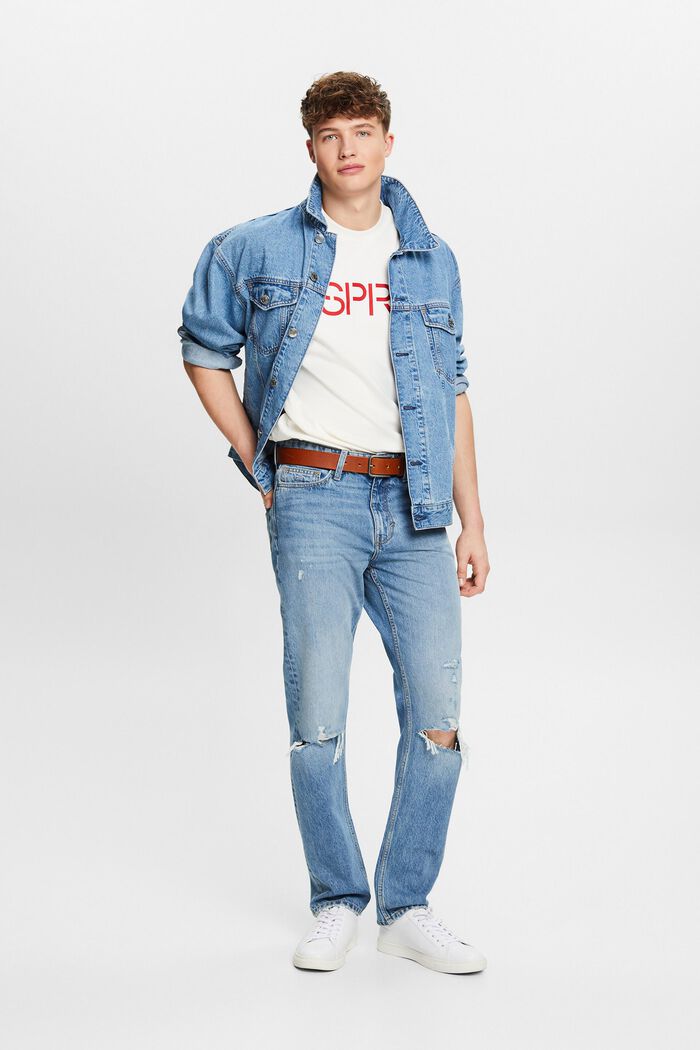 Jeans mit geradem Bein und mittlerer Bundhöhe, BLUE MEDIUM WASHED, detail image number 5