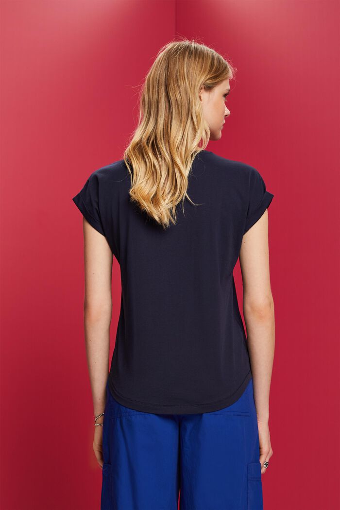 T-Shirt mit Mini-Print, 100 % Baumwolle, NAVY, detail image number 3