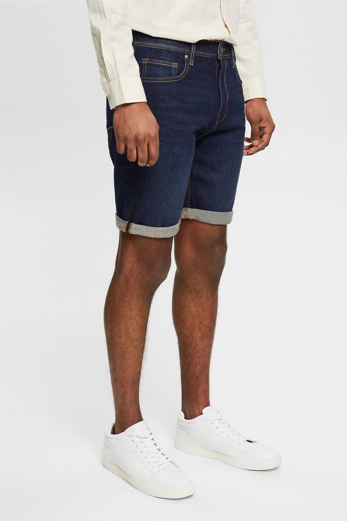 Jeans Shorts aus Baumwolle, BLUE DARK WASHED, detail image number 0