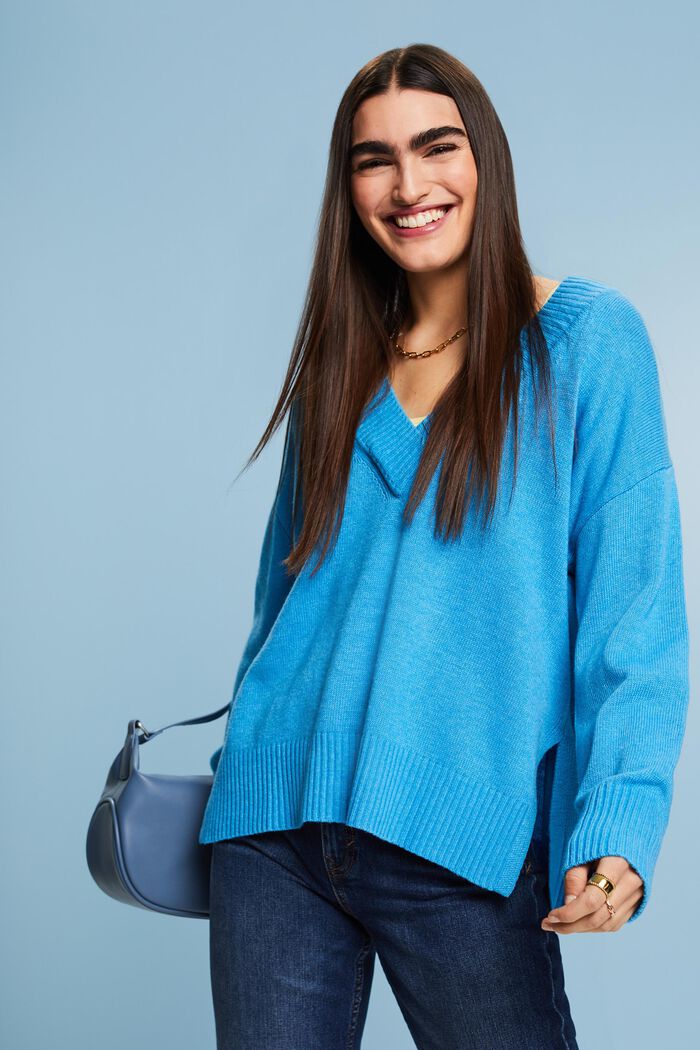 ESPRIT - Pullover mit V-Ausschnitt aus Wolle-Kaschmir-Mix in unserem Online  Shop