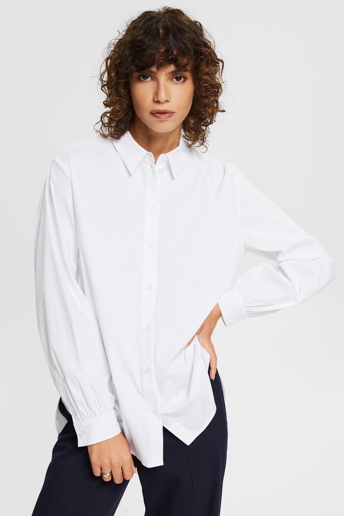 Bluse mit High-Low-Saum, WHITE, detail image number 0