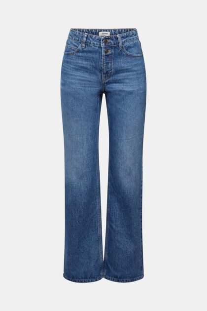 Ausgestellte Cropped-Mid-Rise-Stretchjeans, BLUE MEDIUM WASHED, overview