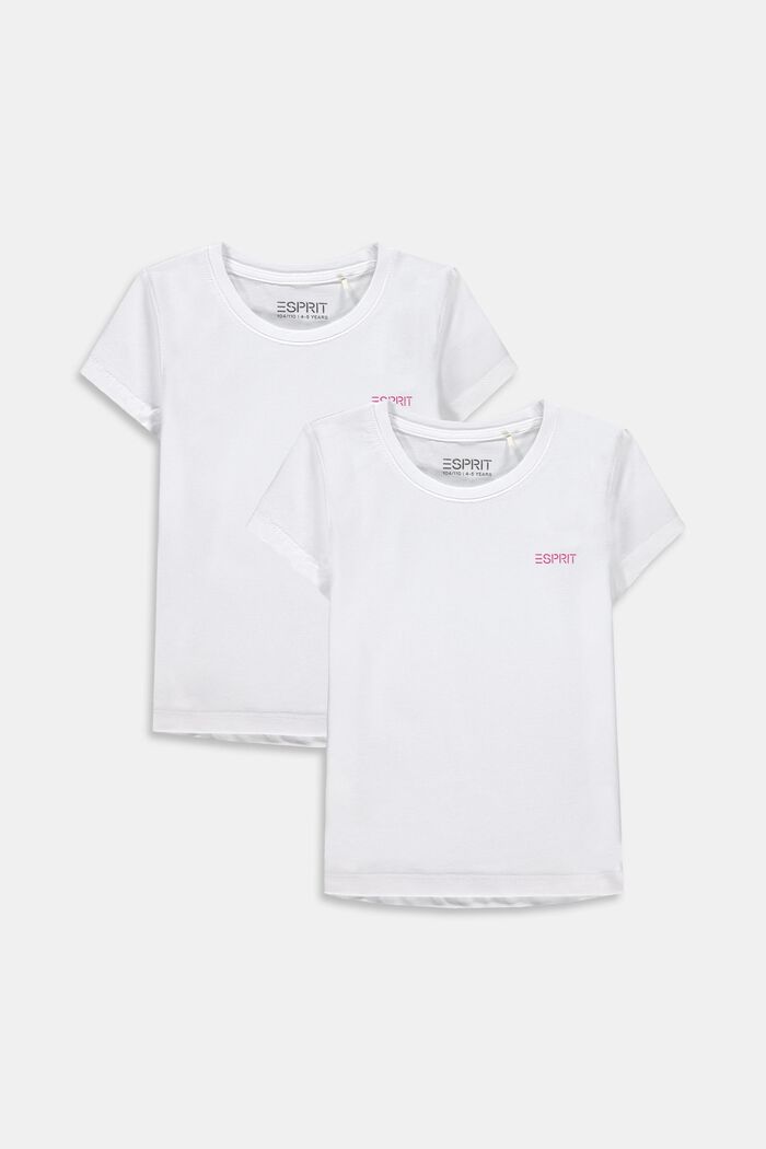 2er-Pack T-Shirts aus Baumwoll-Stretch, WHITE, overview