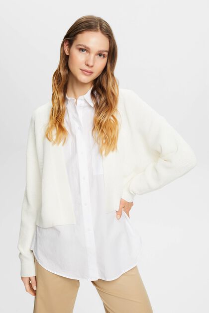 Offener Strick-Cardigan, OFF WHITE, overview