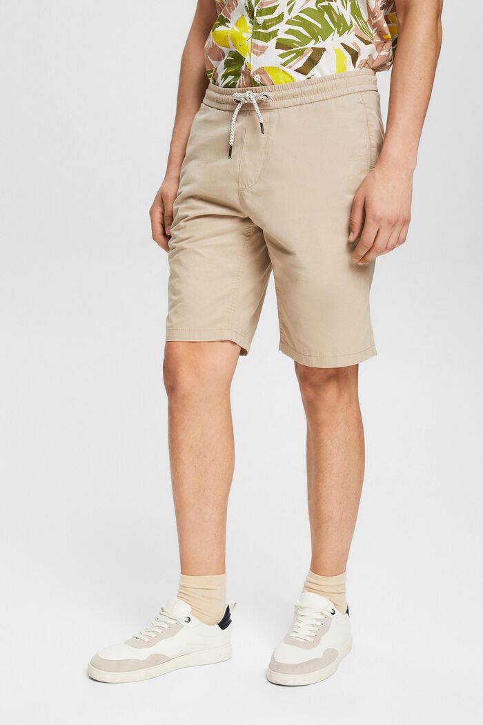 Shorts mit Gummibund, 100% Baumwolle, LIGHT BEIGE, detail image number 0