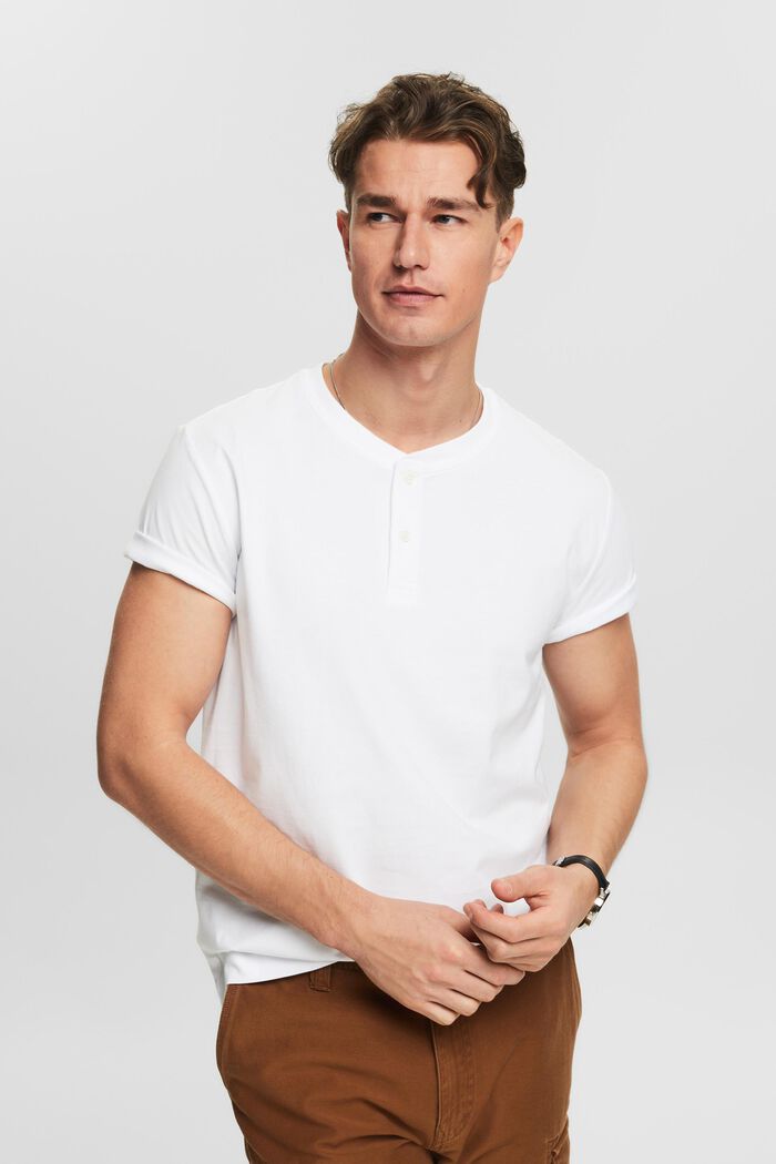 Henley-T-Shirt aus Jersey, WHITE, detail image number 0