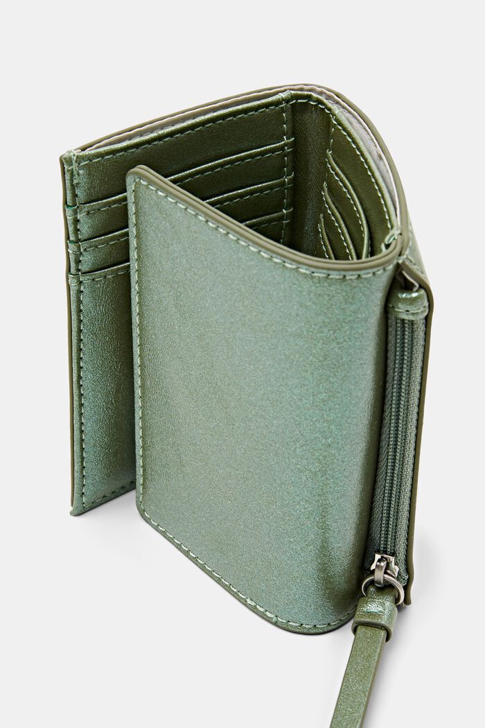 Glänzendes Foldover-Portemonnaie, LIGHT AQUA GREEN, detail image number 3