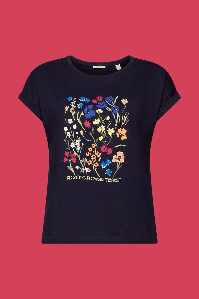 T-Shirt mit Print, 100 % Baumwolle, NAVY, detail image number 6