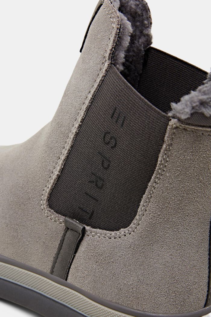 Chelsea Boots aus echtem Leder mit Kunstfellfutter, GREY, detail image number 3