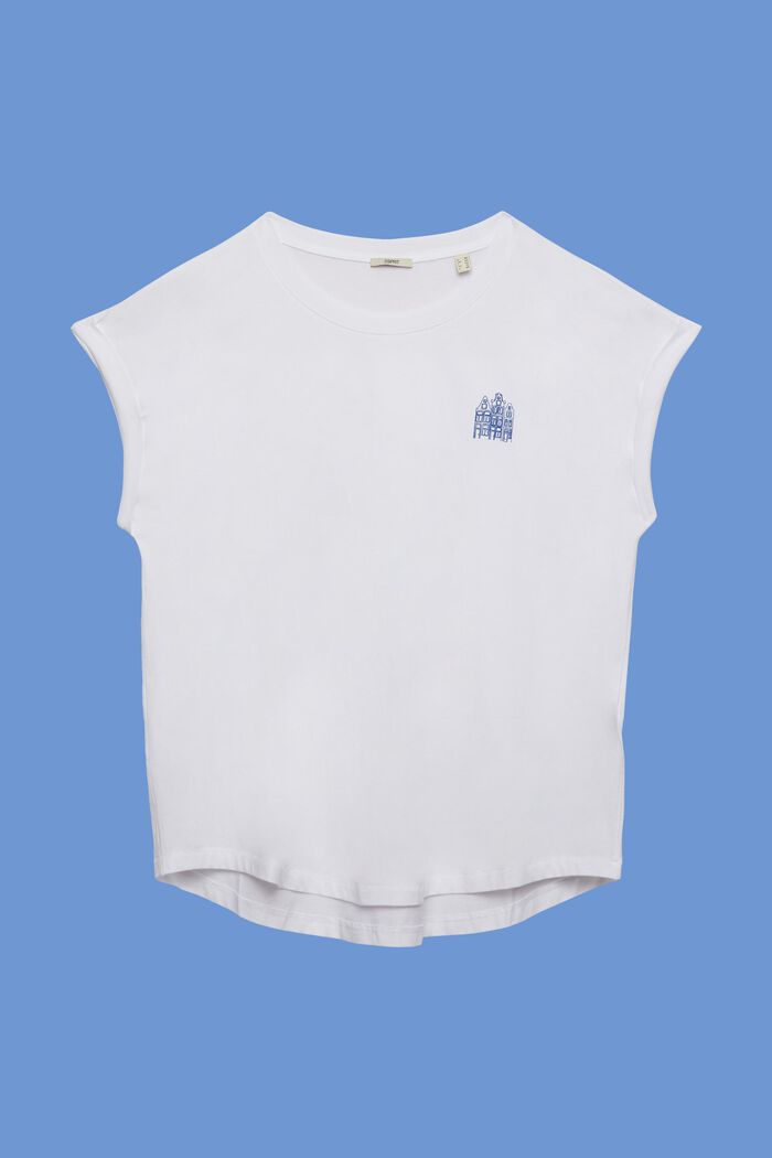 CURVY T-Shirt mit Mini-Print, 100 % Baumwolle, WHITE, detail image number 6