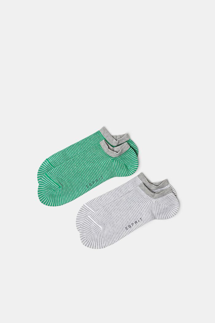 2er-Set Knöchelhohe Socken im Streifendesign, GREEN/GREY, detail image number 0