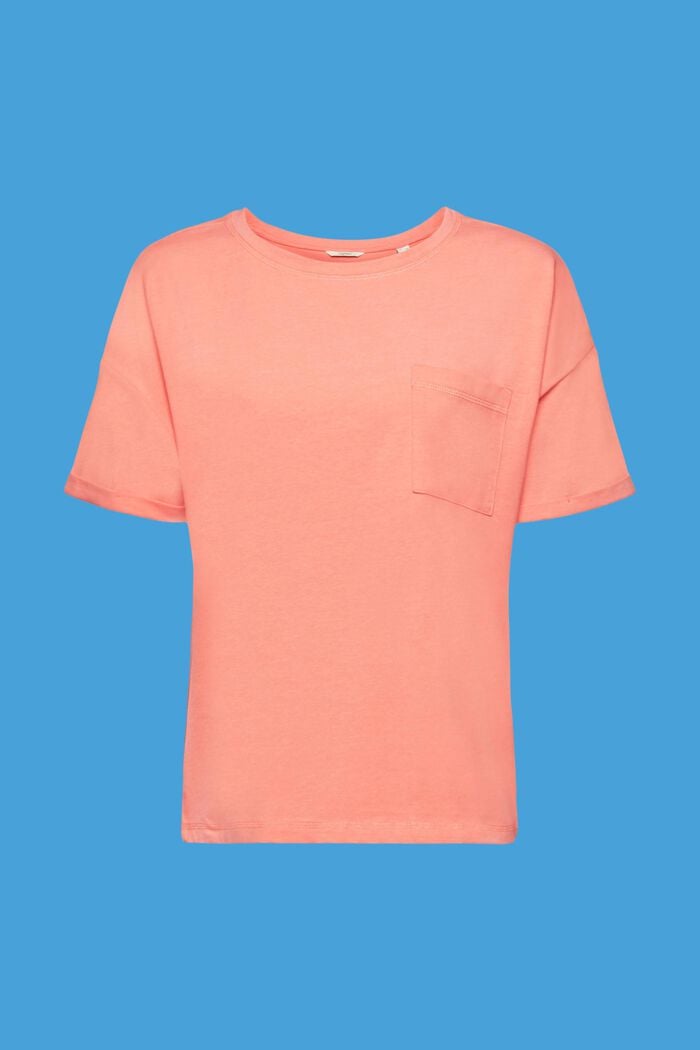 T-Shirt mit Brusttasche aus Baumwoll-Mix, CORAL, detail image number 5