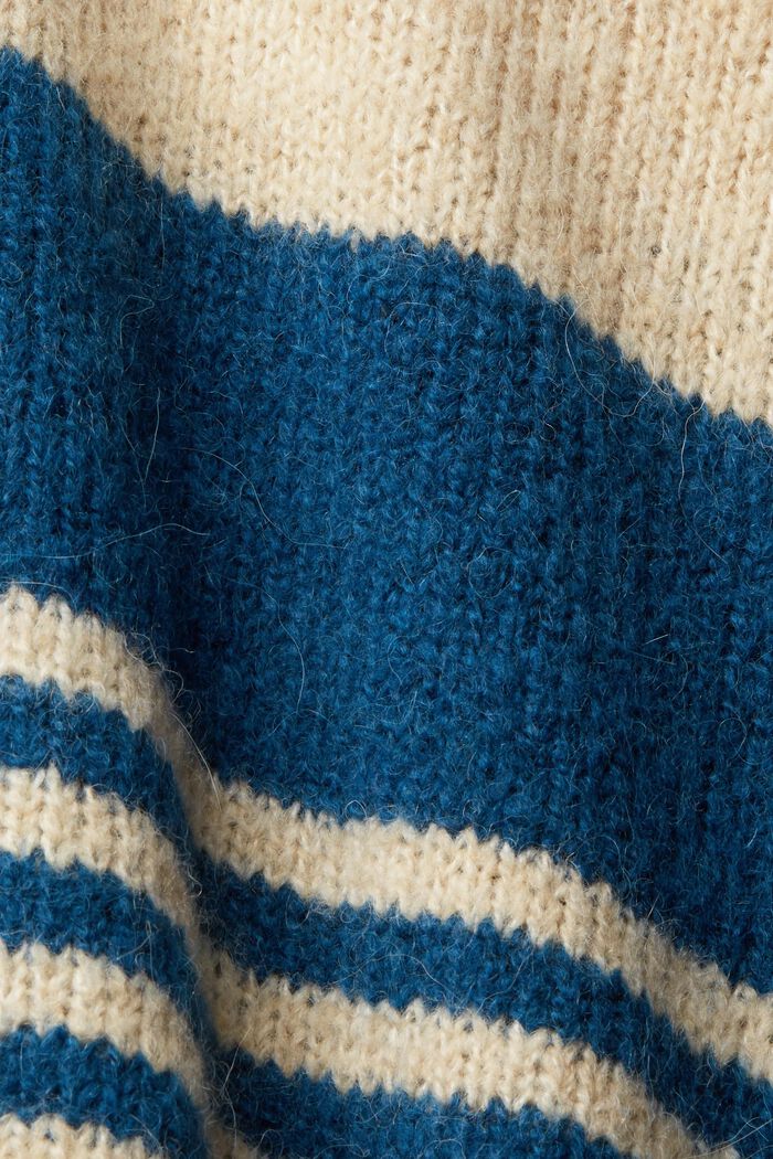 Mit Wolle/Alpaka: gestreifter Pullover, PETROL BLUE, detail image number 5