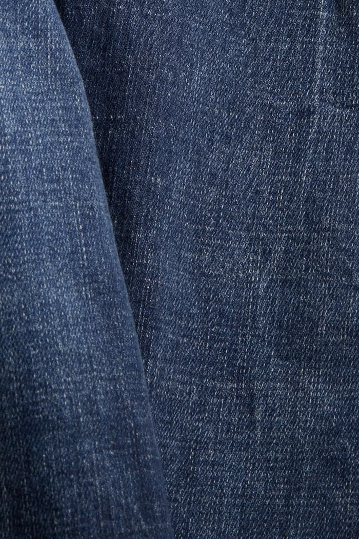 Knöchellange Jeans im Used-Look, Bio-Baumwolle, BLUE DARK WASHED, detail image number 4