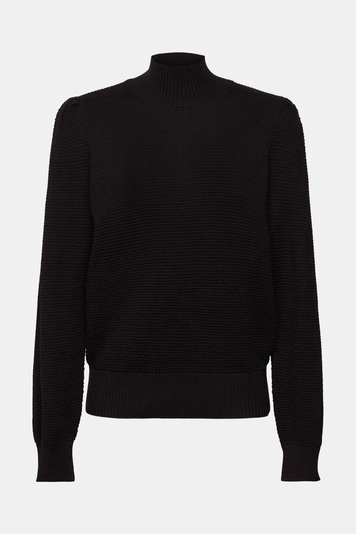 Strukturierter Pullover mit Stehkragen, BLACK, detail image number 5