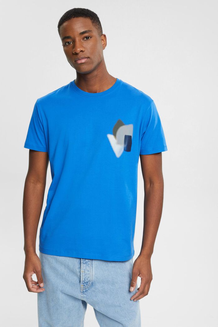 T-Shirt mit Print auf Brusthöhe, BLUE, detail image number 0
