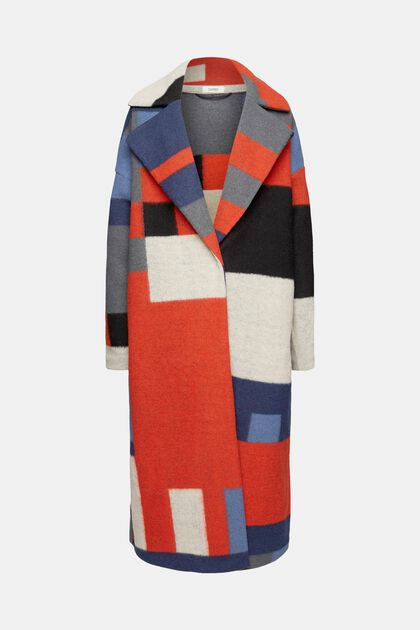 Mantel aus Wollmix mit Color Block-Muster