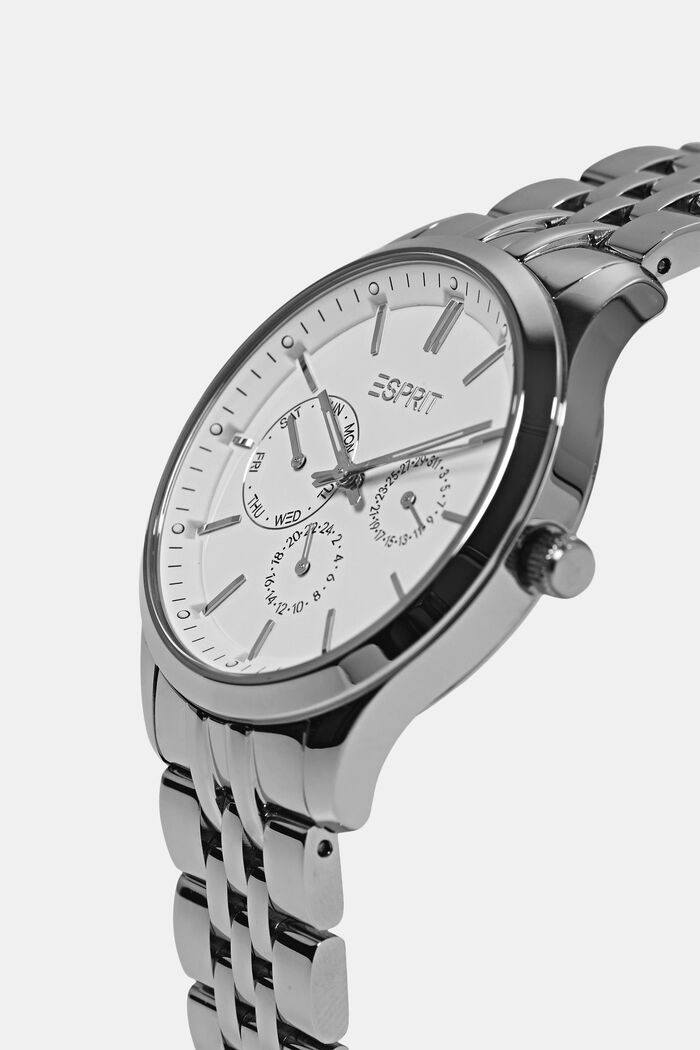 Multifunktionale Uhr mit Gliederarmband, SILVER, detail image number 1