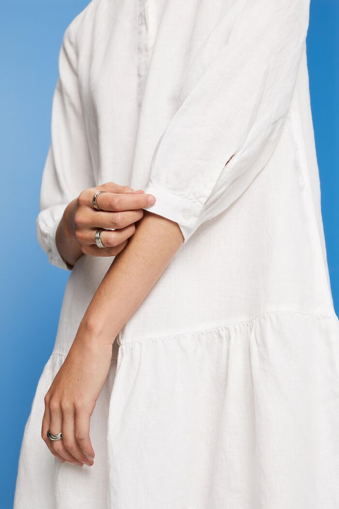 Mini-Hemdblusenkleid, 100 % Leinen, WHITE, detail image number 2