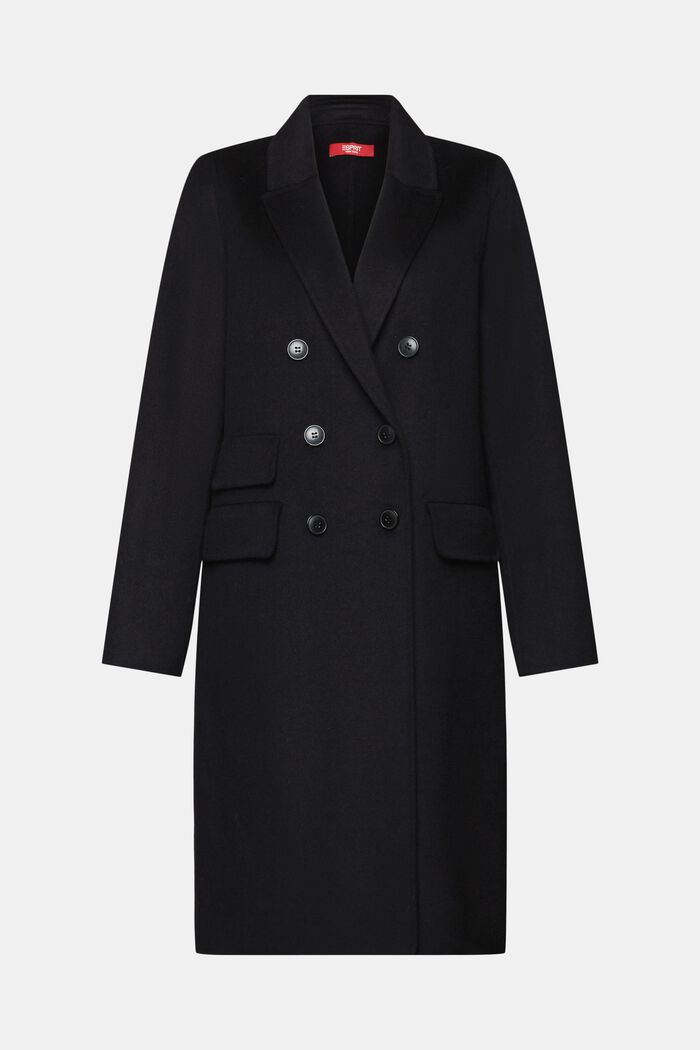 Doppelreihiger Mantel aus Wollmix, BLACK, detail image number 6