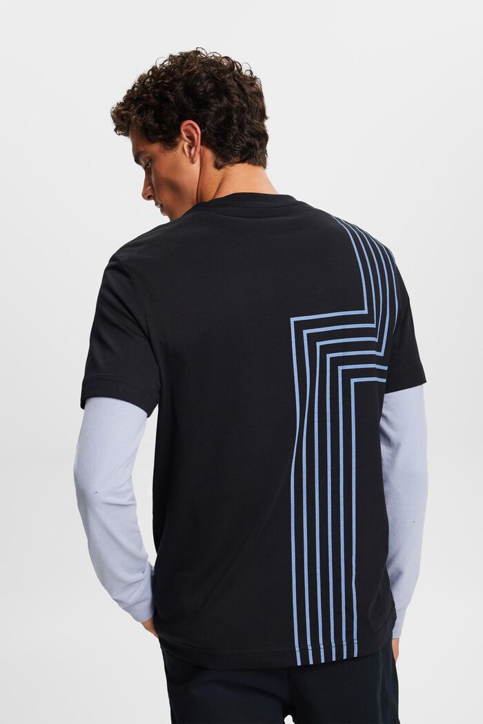 T-Shirt aus Pima-Baumwolle mit Print, BLACK, detail image number 3