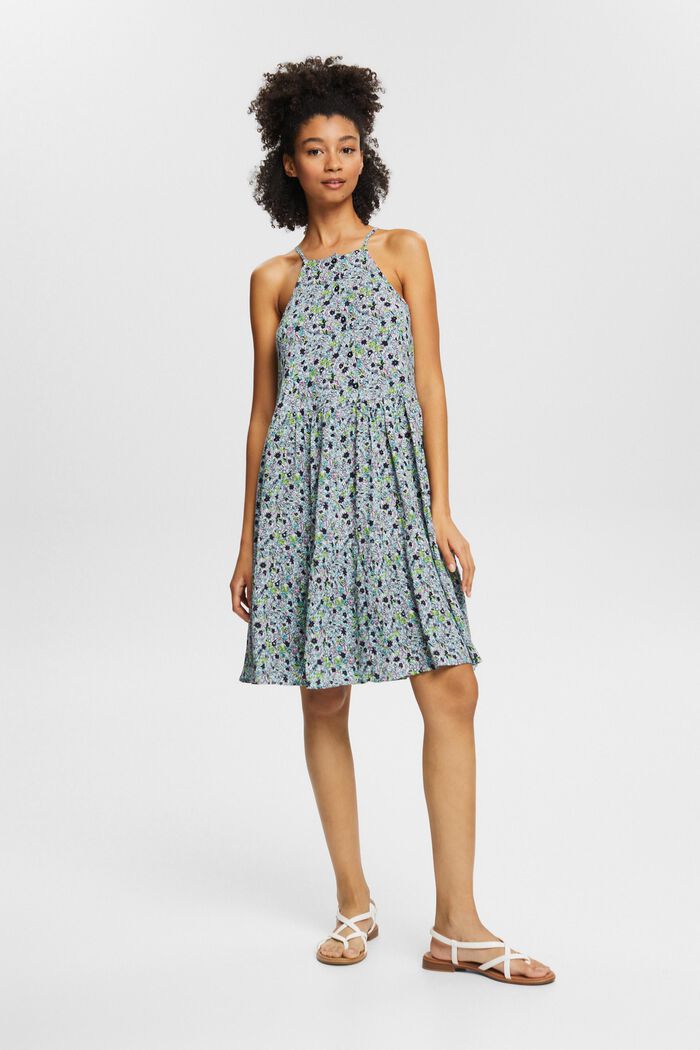 Kleid mit floralem Muster, LENZING™ ECOVERO™, AQUA GREEN, detail image number 1