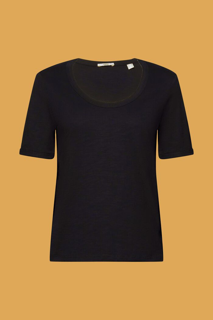 Baumwoll-T-Shirt mit U-Ausschnitt, BLACK, detail image number 6