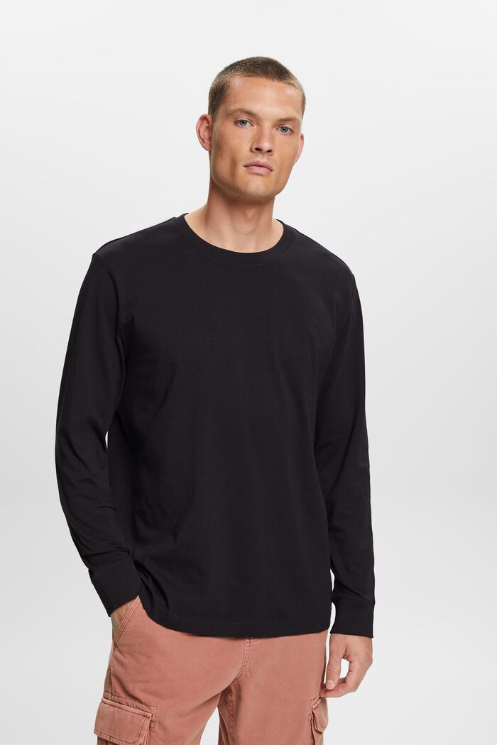 Langarm-Top aus Jersey, 100 % Baumwolle, BLACK, detail image number 0