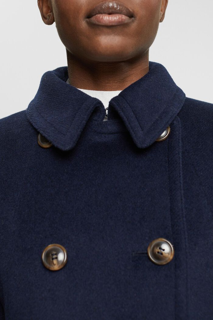 Doppelreihiger Mantel aus Wollmix, NAVY, detail image number 0