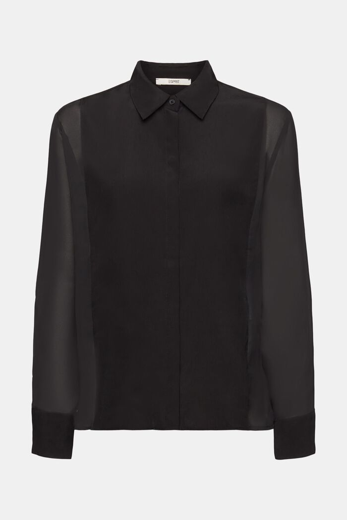 Halbtransparente Bluse, LENZING™ ECOVERO™, BLACK, detail image number 6