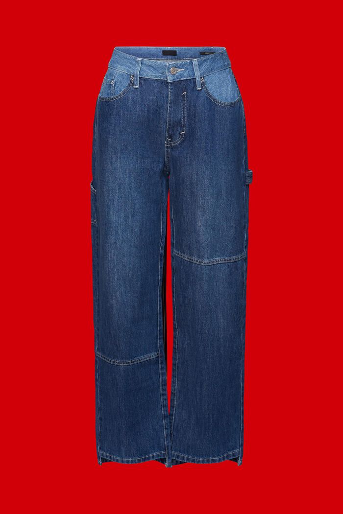 Asymmetrische Jeans der 90er mit weitem Bein, BLUE DARK WASHED, detail image number 8