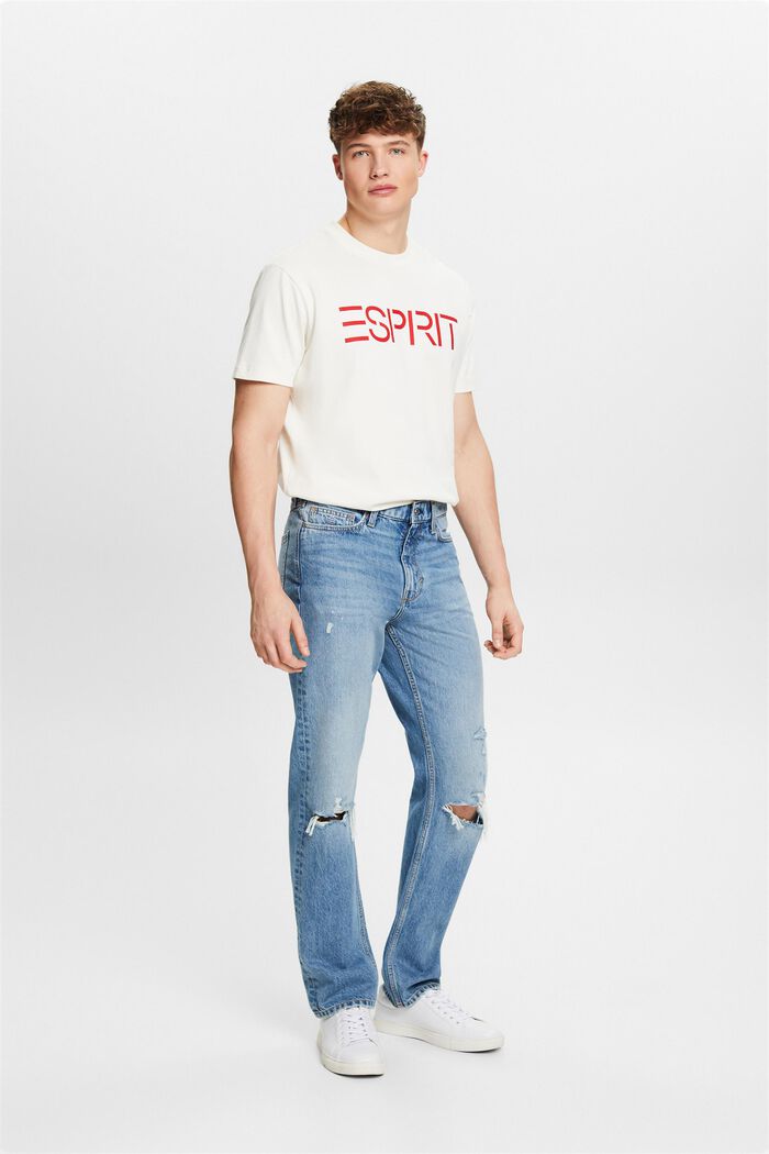 Jeans mit geradem Bein und mittlerer Bundhöhe, BLUE MEDIUM WASHED, detail image number 1
