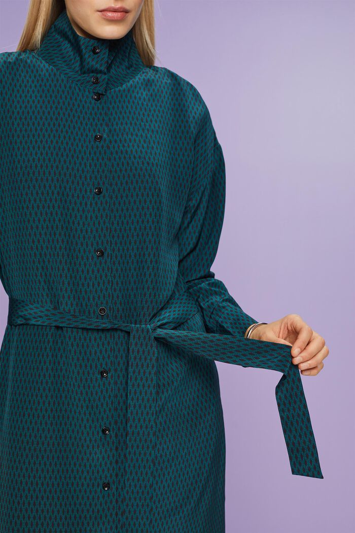 Hemdblusenkleid aus Seide, EMERALD GREEN, detail image number 3