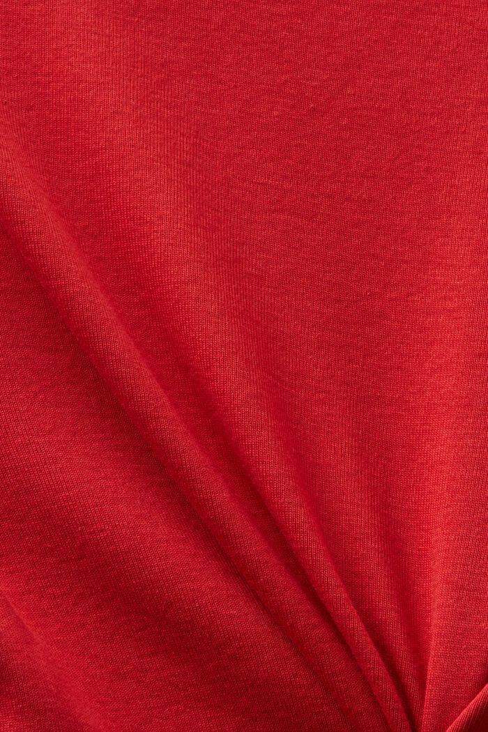 Kurzärmliges Baumwoll-T-Shirt, DARK RED, detail image number 4