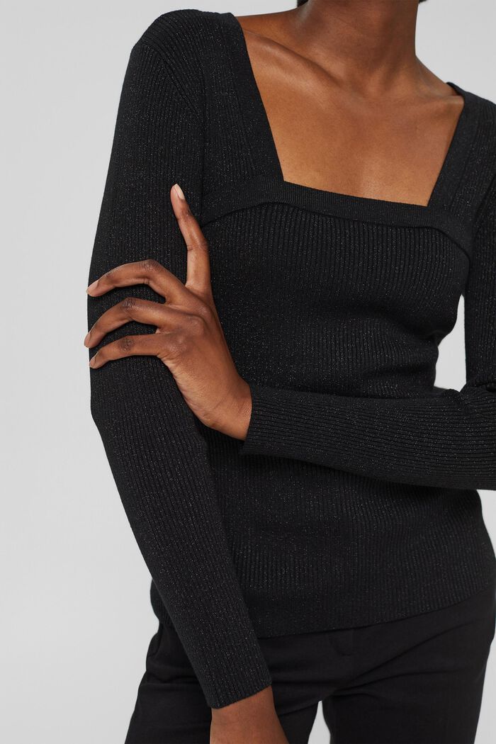 Glitzer-Sweater mit LENZING™ ECOVERO™, BLACK, detail image number 2