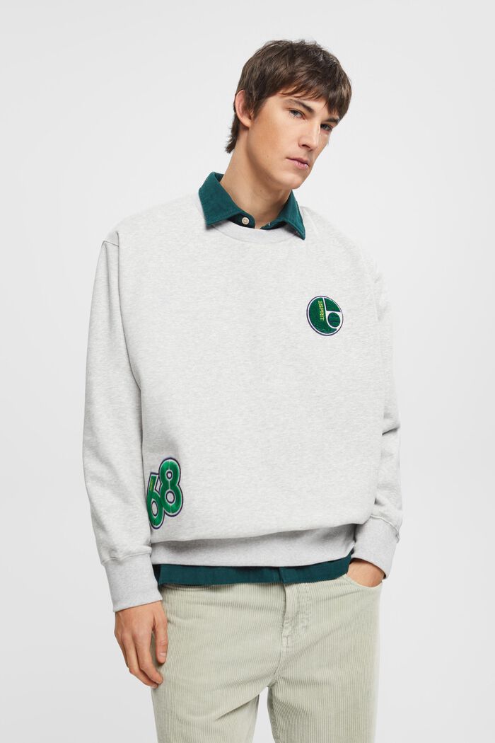 College-Sweatshirt mit Patches, LIGHT GREY, detail image number 0
